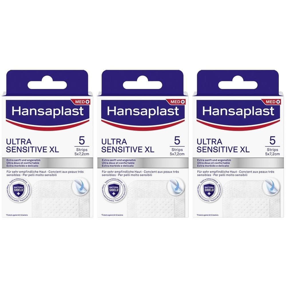Hansaplast Cerotti Ultra Sensitive XL, Cerotti morbidi e delicati per pelli molto sensibili, 5 pezzi