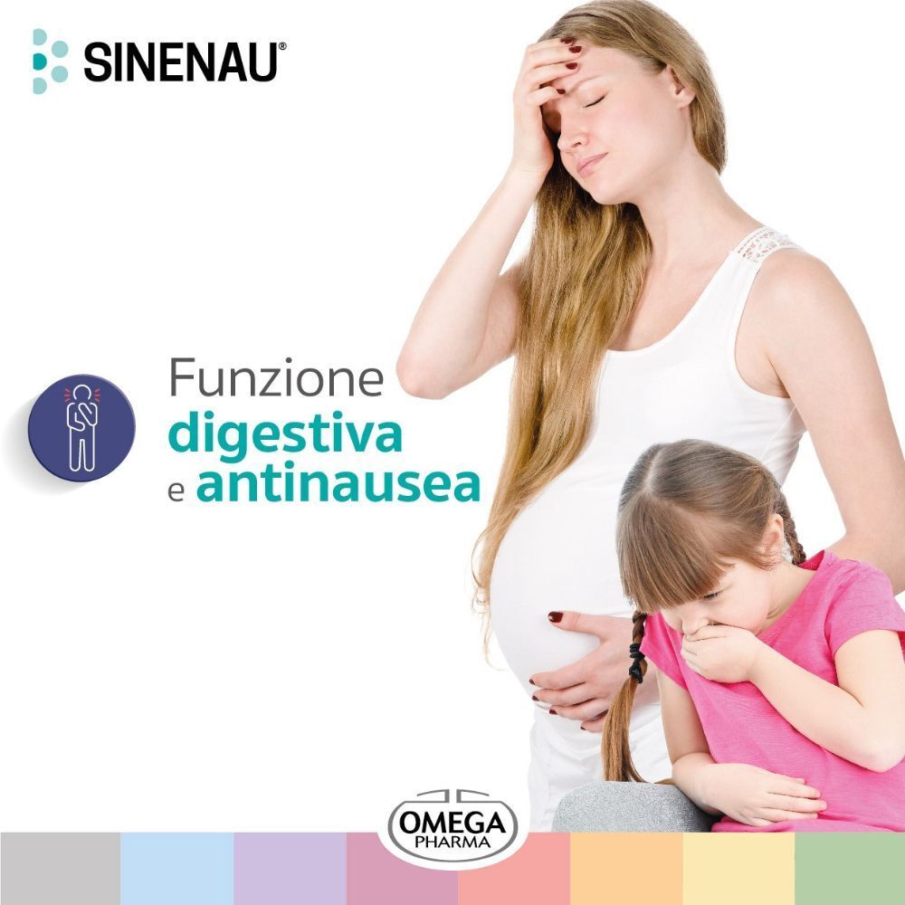 Donna incinta e bambina con nausea. SINENAU per funzione digestiva e antinausea.