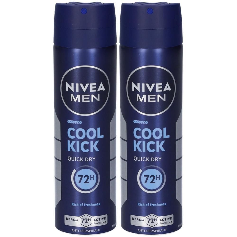 Nivea Men Cool Kick Spray 150 ml, Deodorante uomo antitraspirante per 72 ore di intensa freschezza