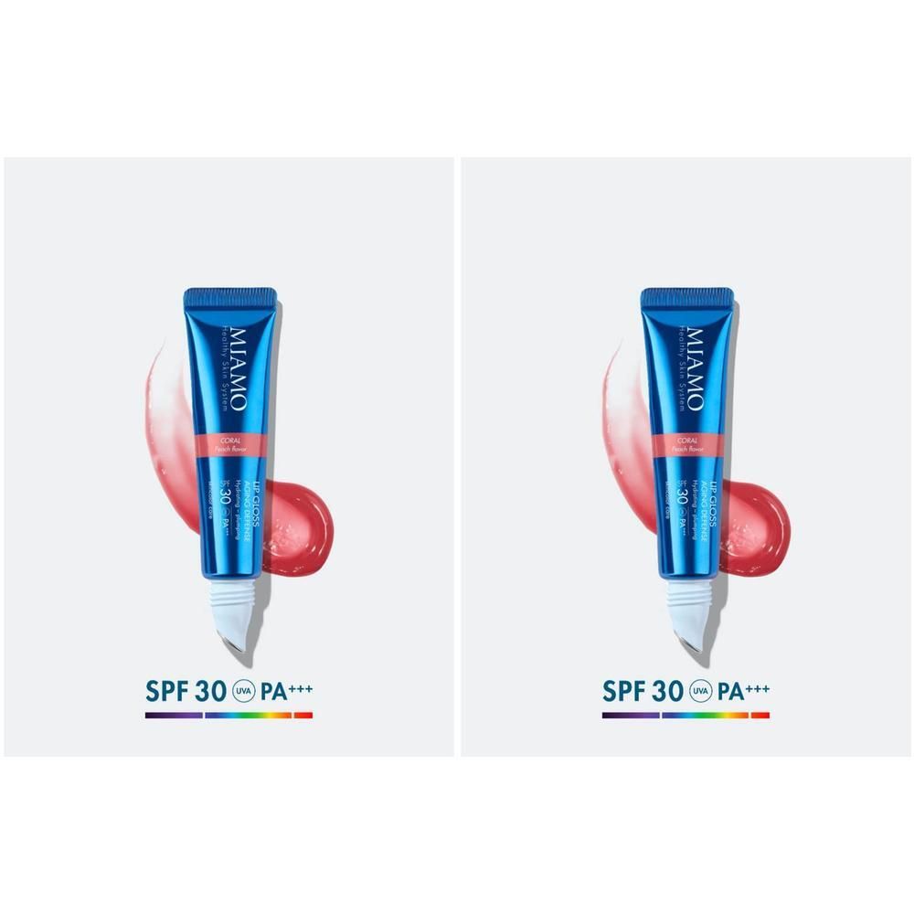 Tubo blu con prodotto per labbra e una macchia rossa. SPF 30 PA+++.