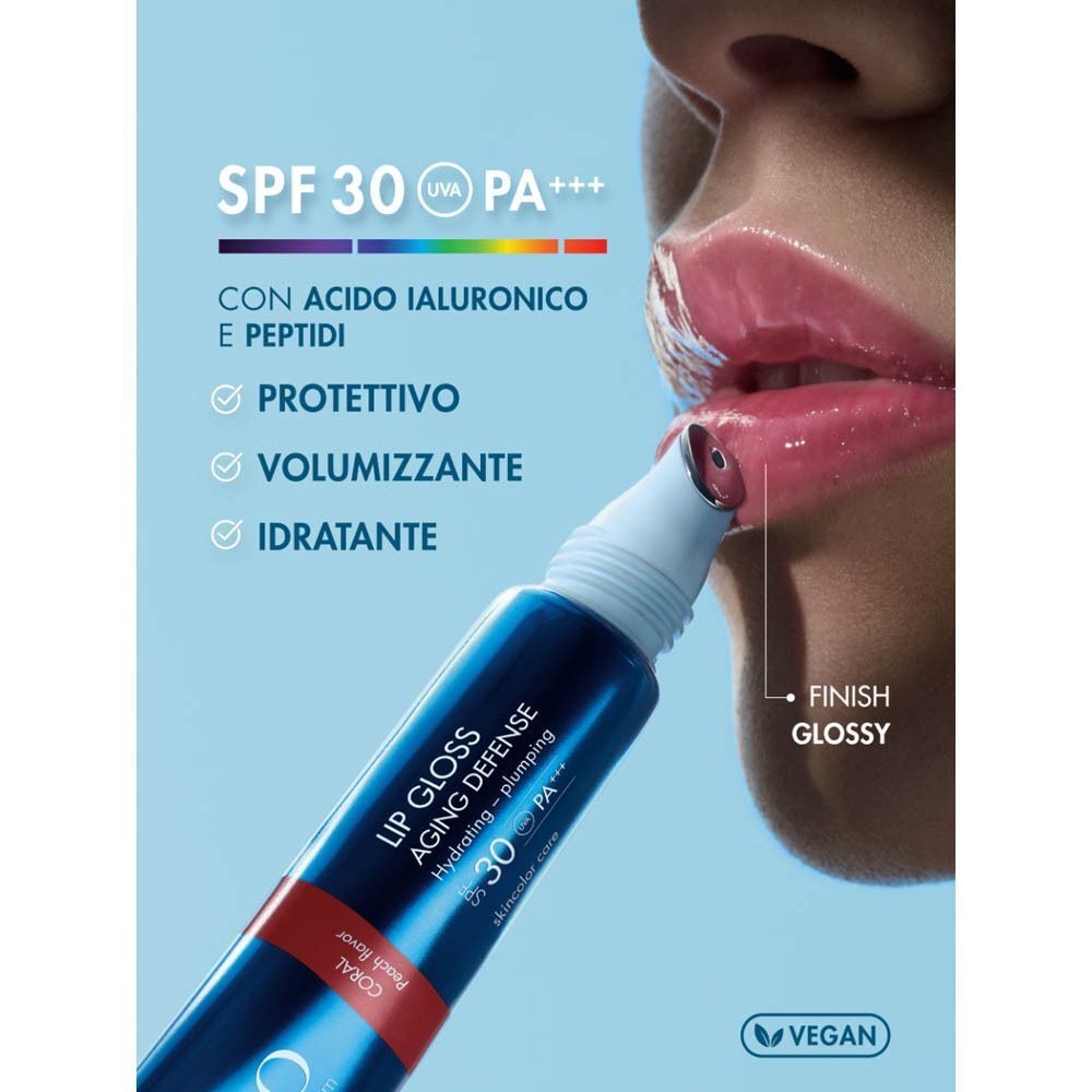 Lucidalabbra con SPF 30, acido ialuronico e peptidi. Protettivo, volumizzante, idratante. Finish lucido.