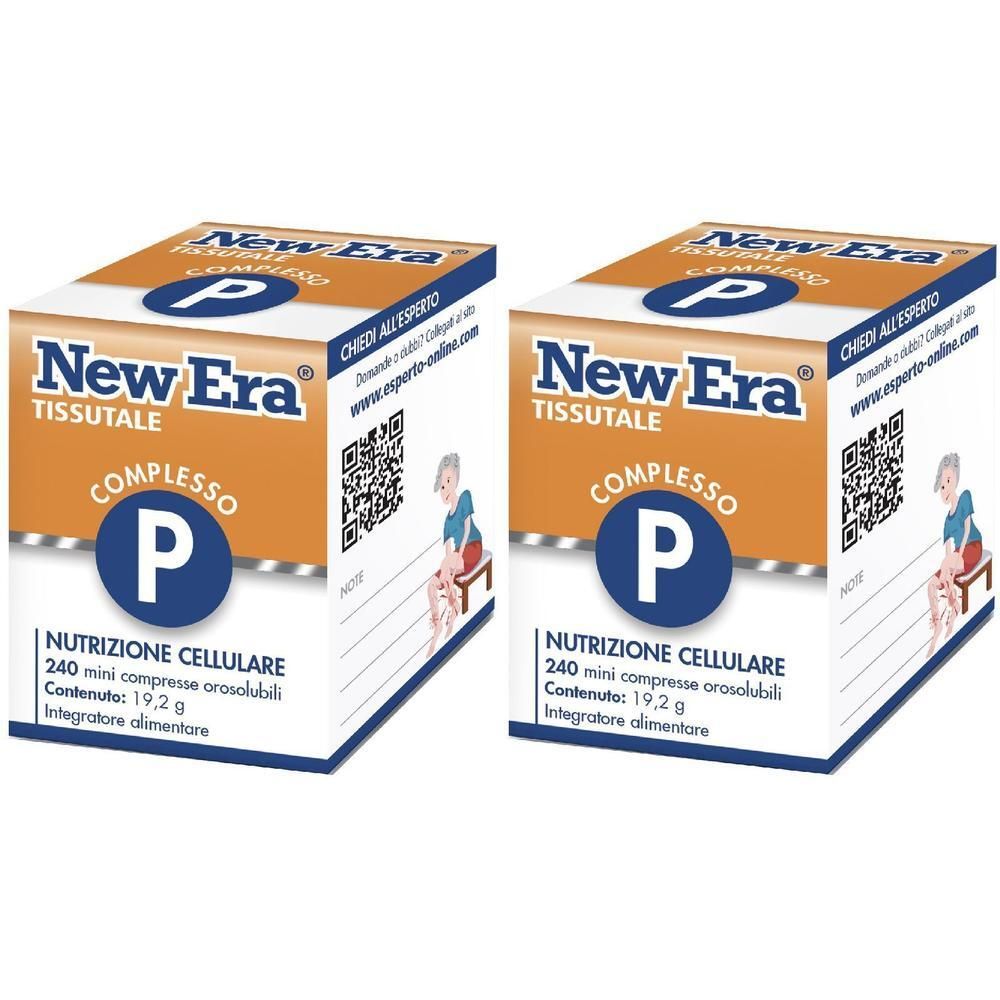 Due confezioni New Era TISSUTALE COMPLESSO P, integratore alimentare, 240 mini compresse orosolubili.