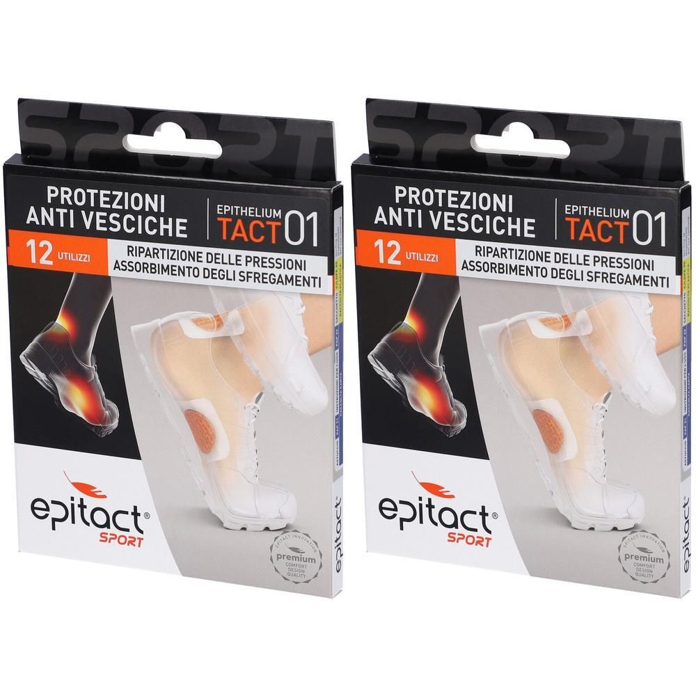 Due confezioni Epitact TACT 01 Protezioni Anti Vesciche Sport, 12 utilizzi per confezione.