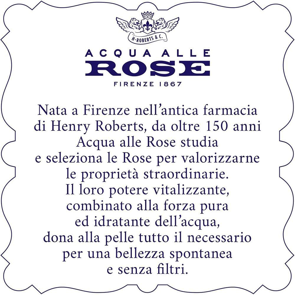 Informazioni sul marchio Acqua alle Rose, fondato nel 1867 a Firenze.