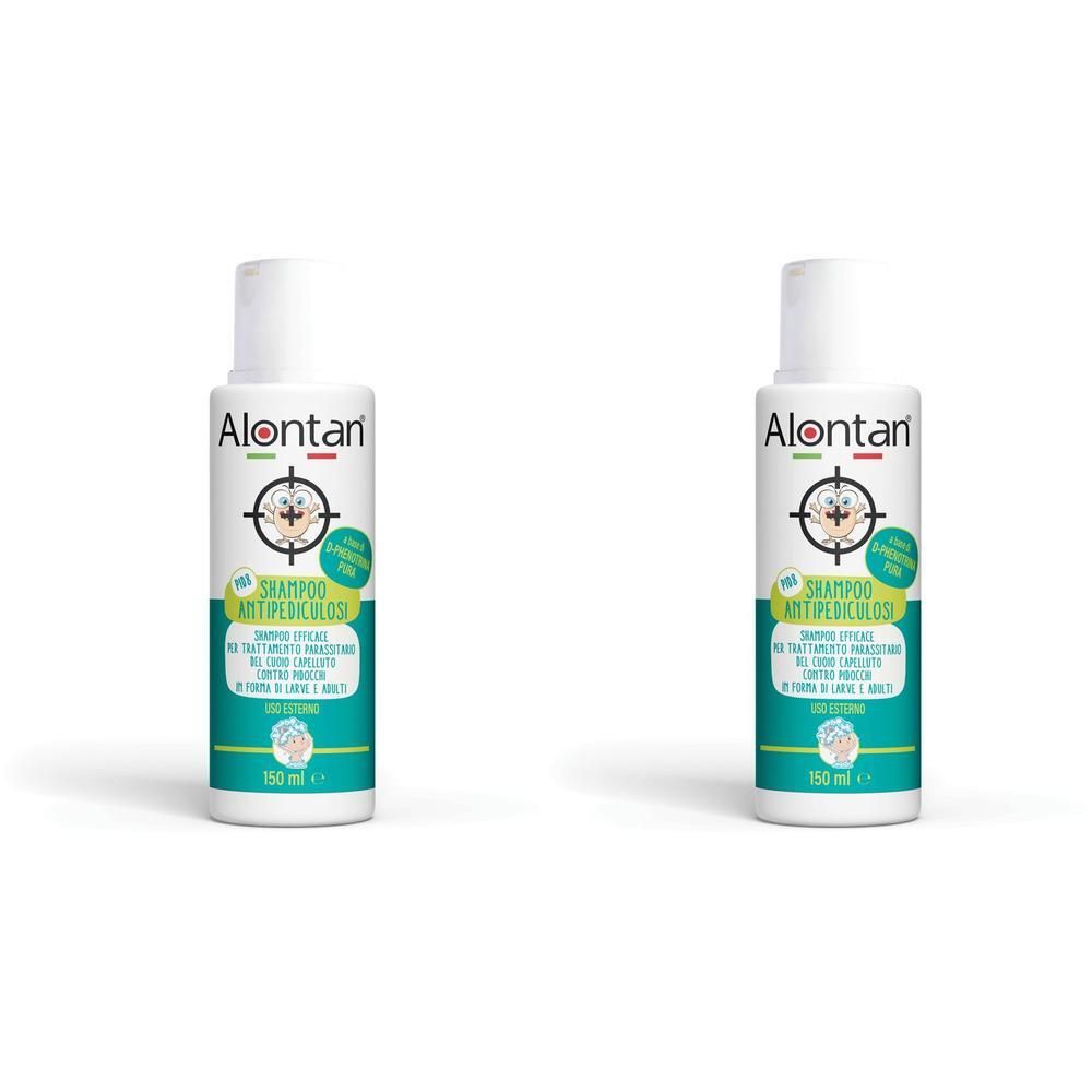 Due flaconi di Alontan Shampoo Antipediculosi, 150 ml.