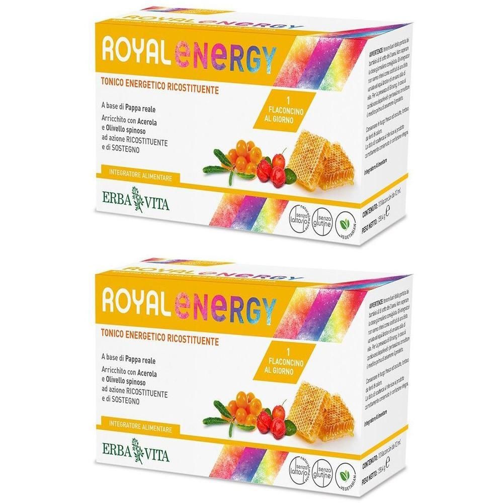 Due confezioni di Royal Energy Tonico Energetico Ricostituente con favo e bacche.