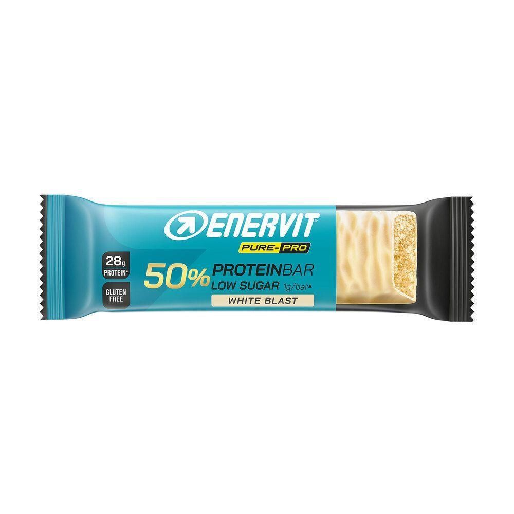 Barretta proteica ENERVIT, 50% Proteine, Low Sugar, White Blast, senza glutine.