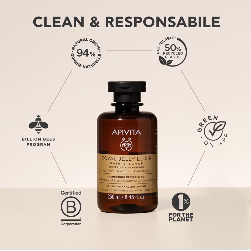 Apivita Royal Jelly Elixir Trattamento Shampoo Rivitalizzante per capelli fragili e secchi