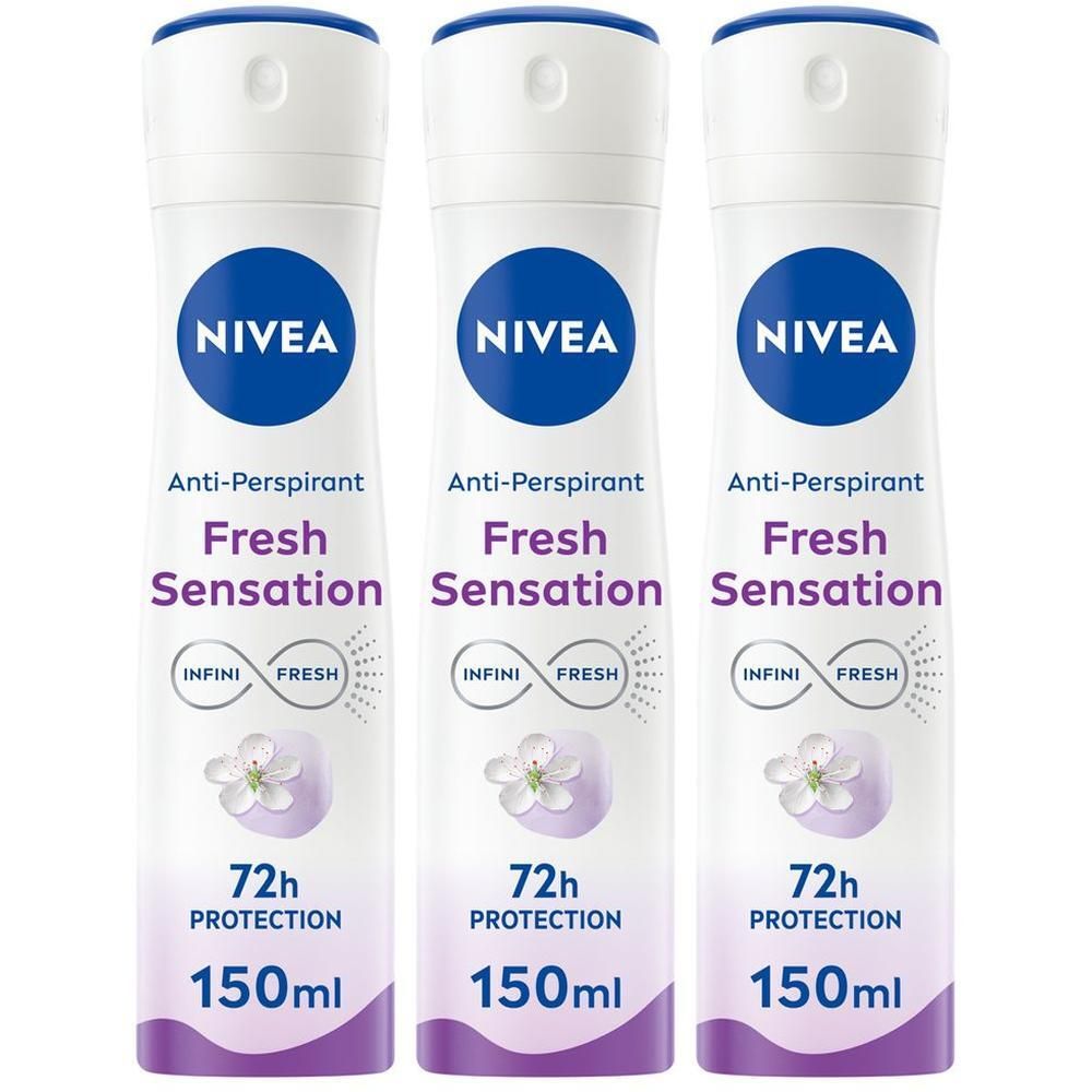 Nivea Fresh Sensation Spray 150 ml, Deodorante donna spray per una protezione fino a 72h