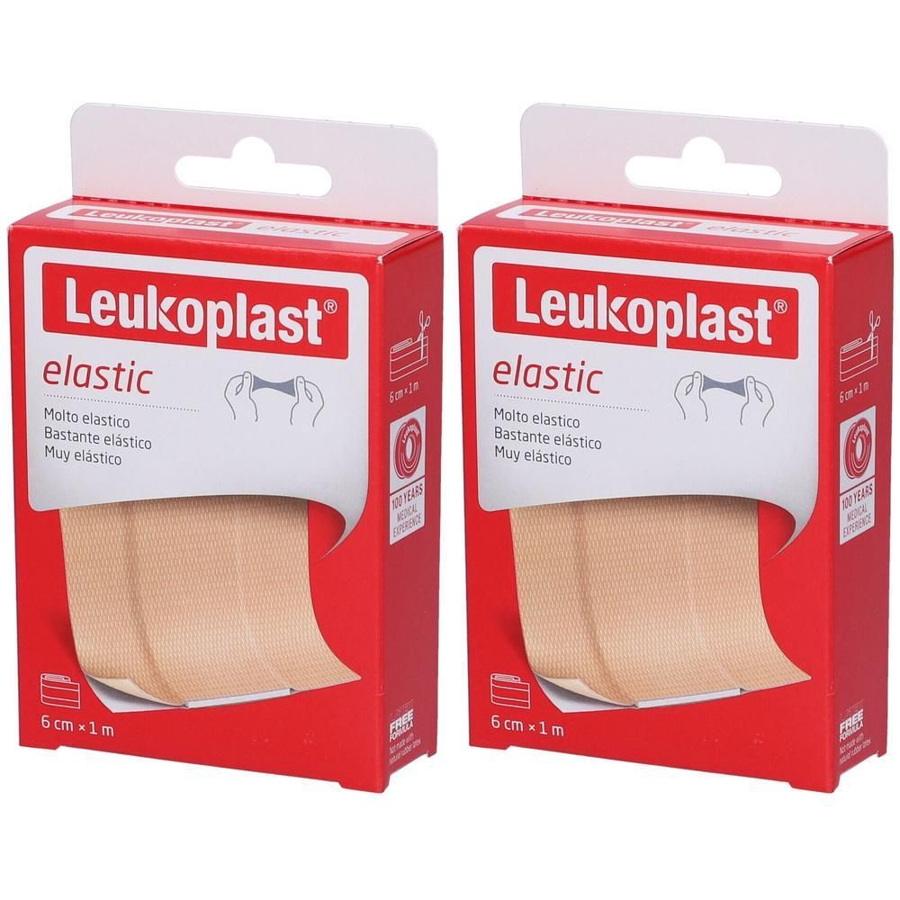 Due confezioni di cerotti Leukoplast Elastic, 6 cm x 1 m.