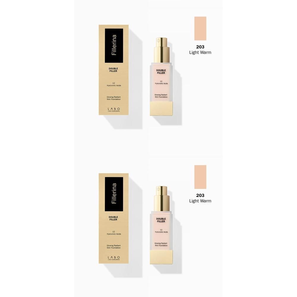 LABO Double Filler 12 Hyaluronic Acids Glowing Radiant Skin Fondotinta Colore 203 Light Warm