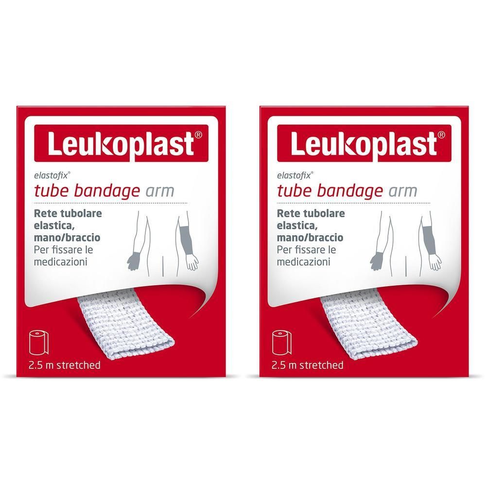 Due confezioni di Leukoplast Elastofix, rete tubolare per braccio, 2,5 m distesa.