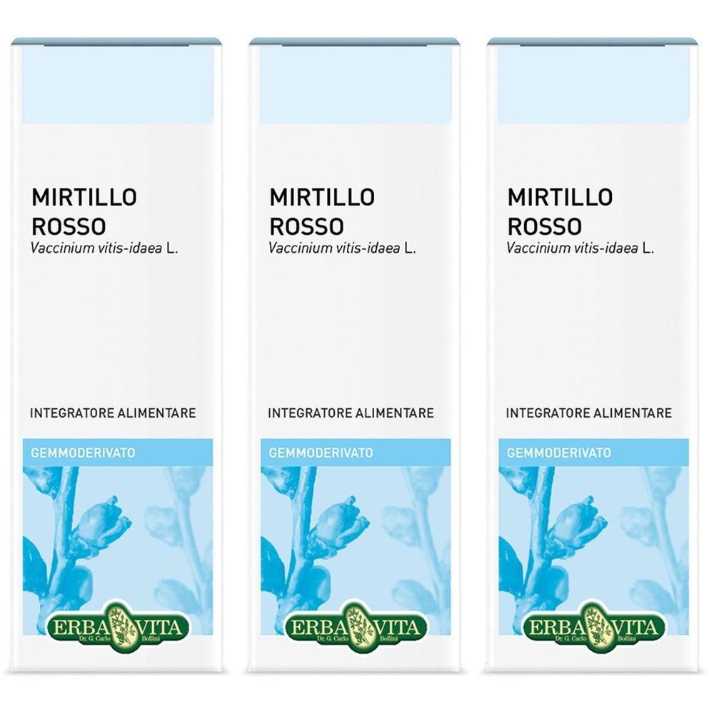 Tre confezioni di Gemmoderivato Mirtillo Rosso, integratore alimentare.