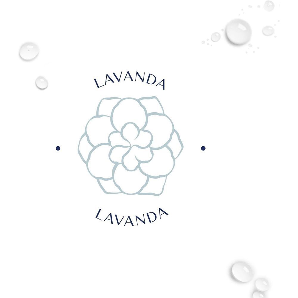 Logo Lavanda con fiore stilizzato e gocce d'acqua.