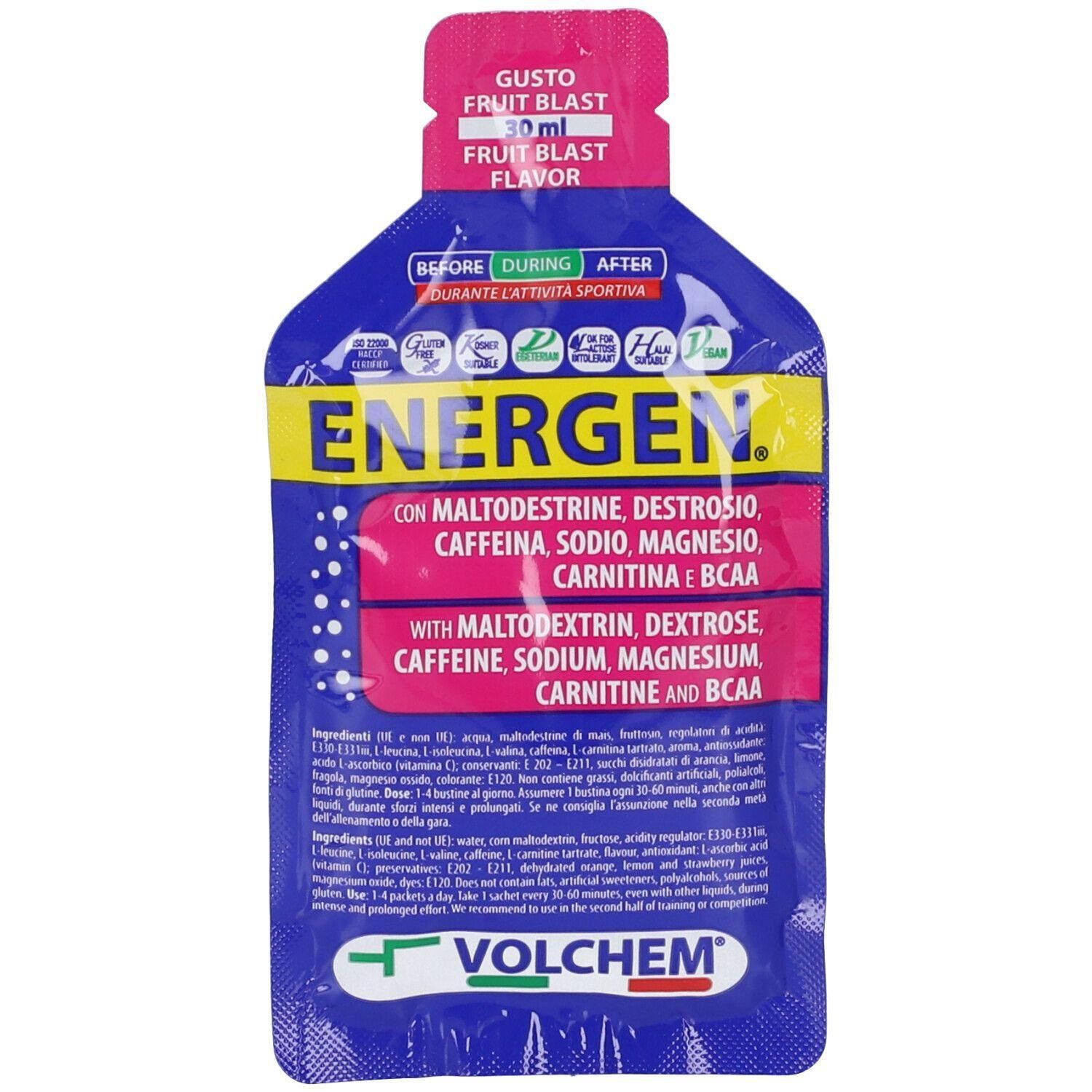 VOLCHEM Energen 30 Gel Energetico Liquido Con Caffeina - Gusto Fruit Blast