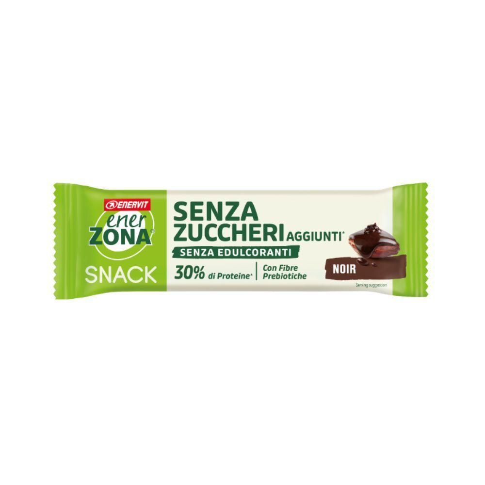 EnerZona Snack Bar Noir: senza zuccheri aggiunti, senza edulcoranti, 30% proteine, con fibre.