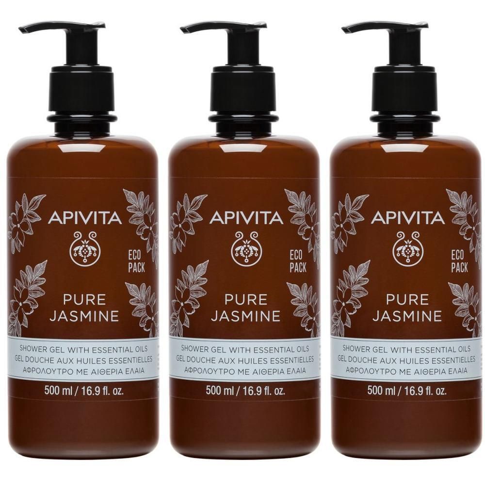 Apivita Pure Jasmine Gel Doccia detergente delicato con Gelsomino e Propoli, bagnoschiuma corpo