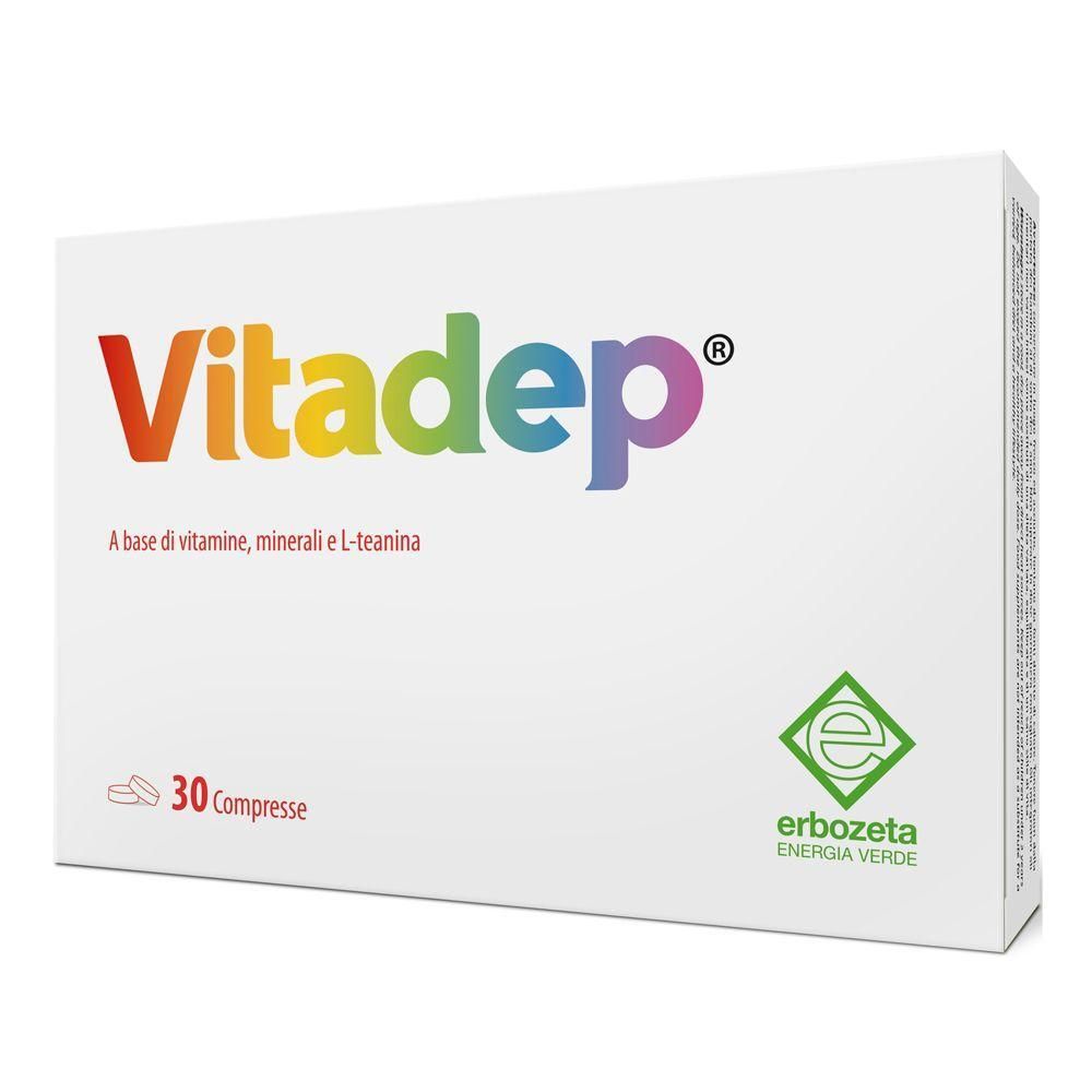 Vitadep 30 Compresse confezione con scritta arcobaleno e logo Erbozeta.
