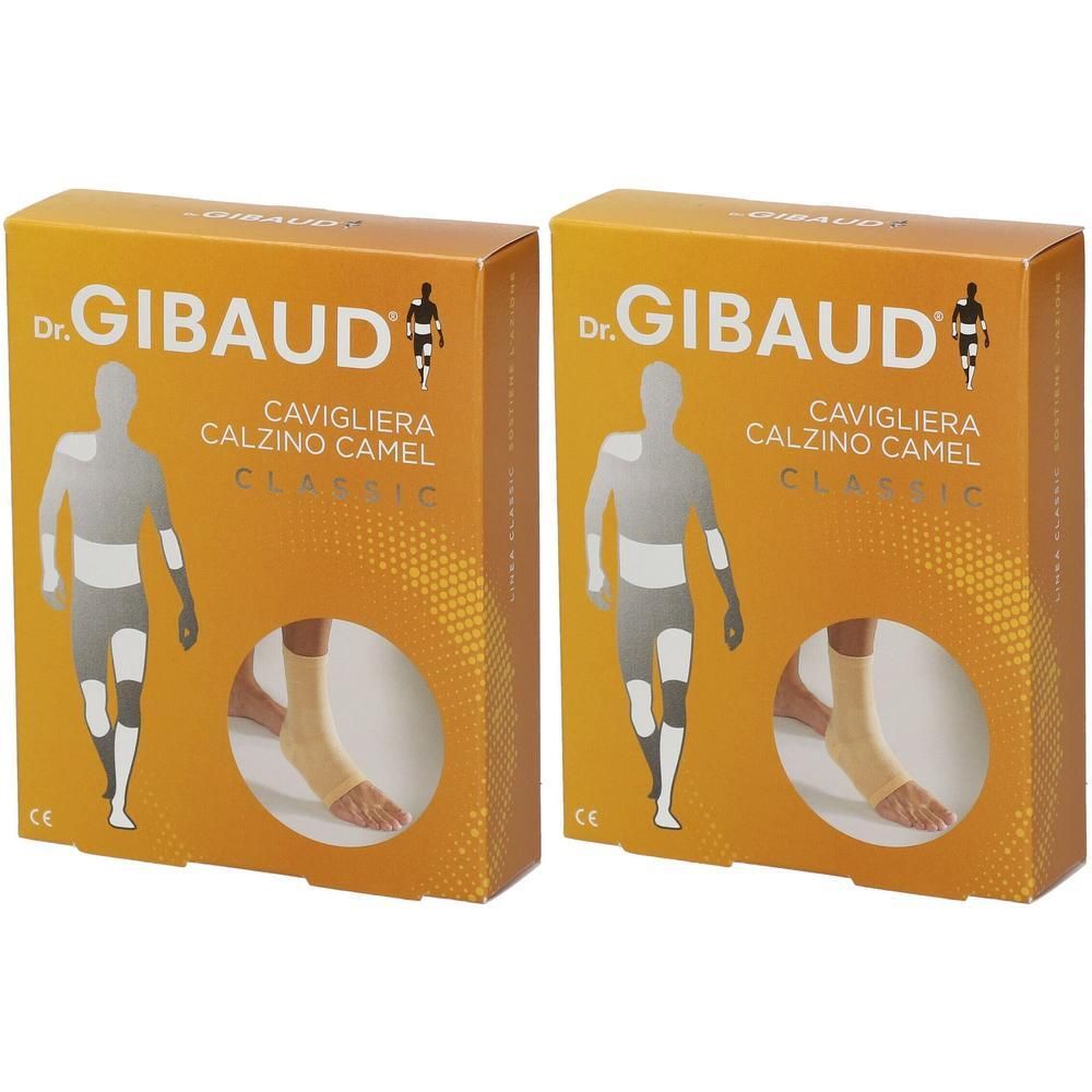 Due confezioni di calzini a compressione Dr. Gibaud per caviglia, colore Camel.