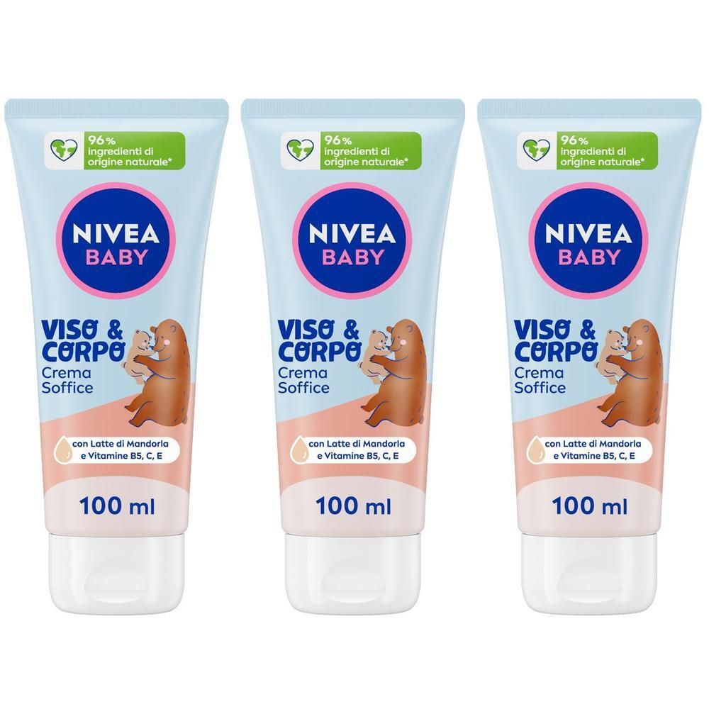 Nivea Baby Viso & Corpo Crema Soffice 100 ml, Crema bambini corpo e viso idratante e nutriente