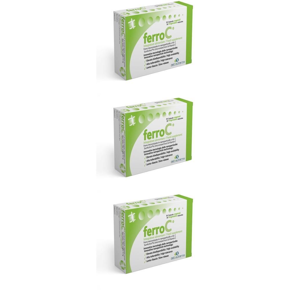 Tre confezioni di capsule vegetali Deltha Pharma FERROC.