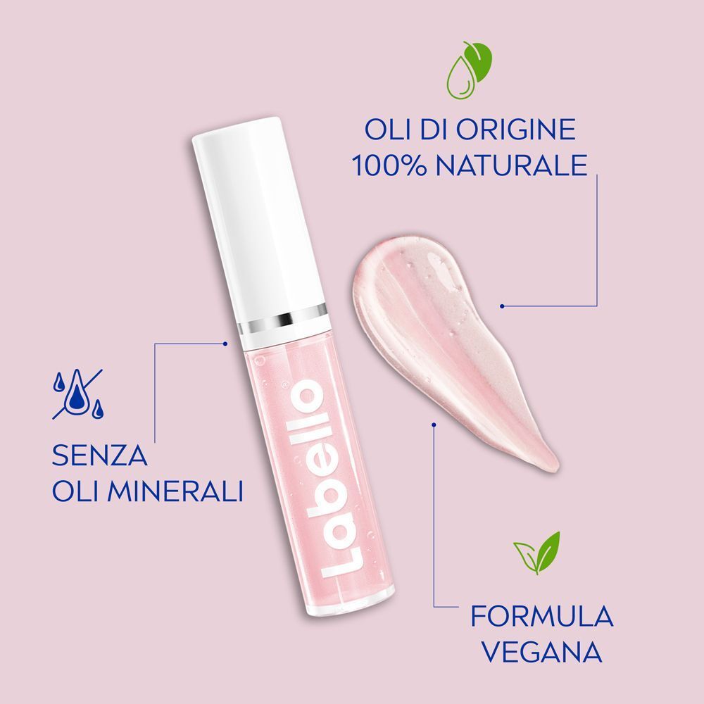 Labello Lip Oil Effetto Glossy. Oli 100% naturali, formula vegana, senza oli minerali.