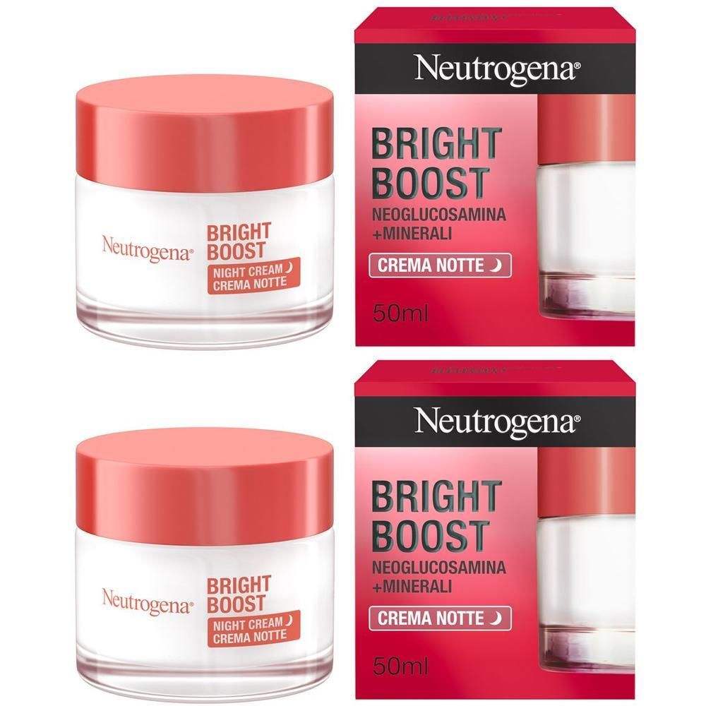 Crema notte Neutrogena Bright Boost in vasetto e scatola.