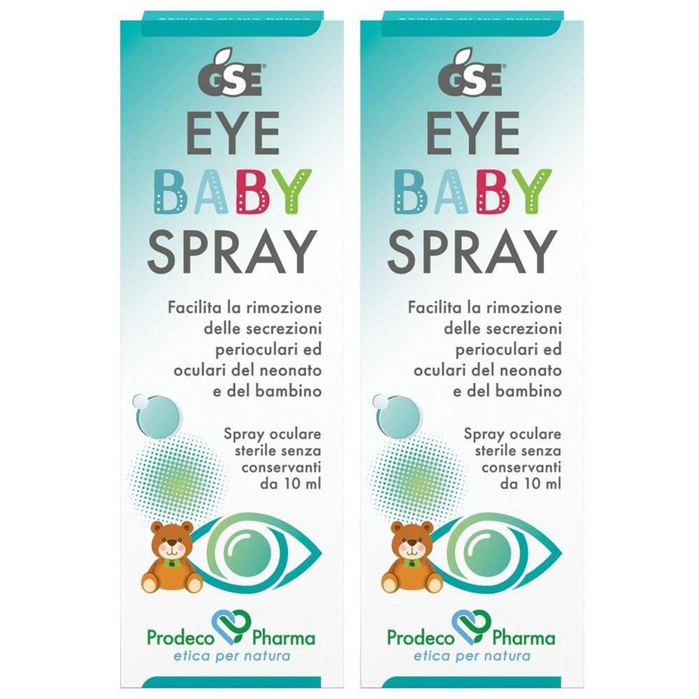 Due confezioni di GSE Eye Baby Spray. Motivo orsetto e occhio.