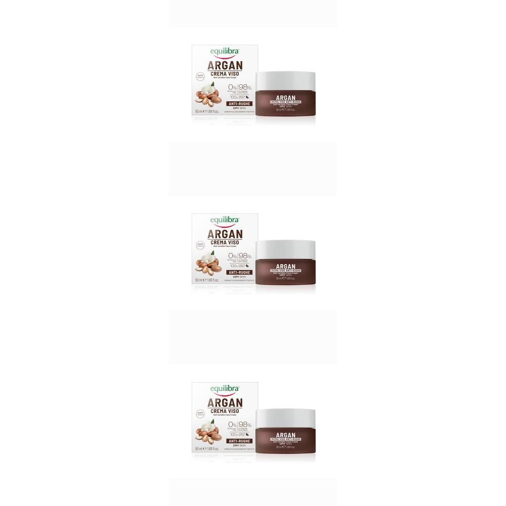 Equilibra Argan Crema Viso Anti-rughe, 50ml. Con olio di argan e ingredienti naturali.
