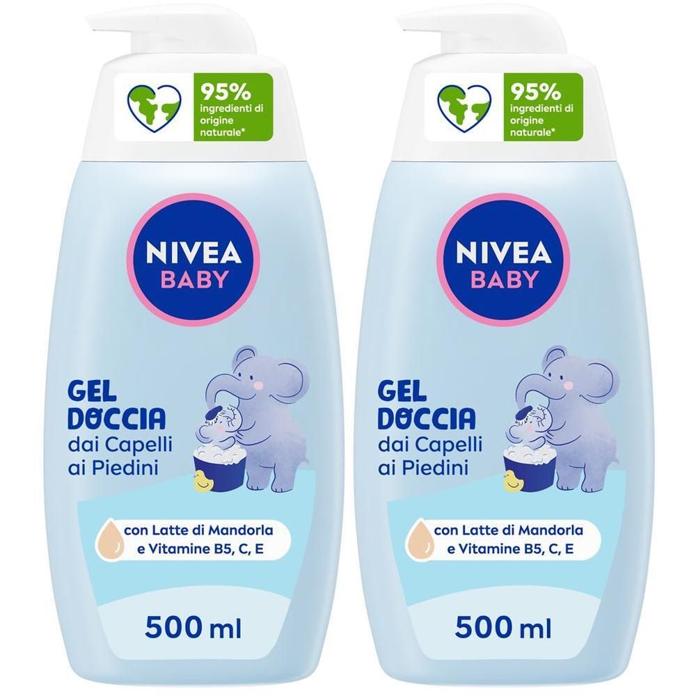 Nivea Baby Gel Doccia dai Capelli ai Piedini 500 ml, Detergente neonato per pelle e capelli puliti