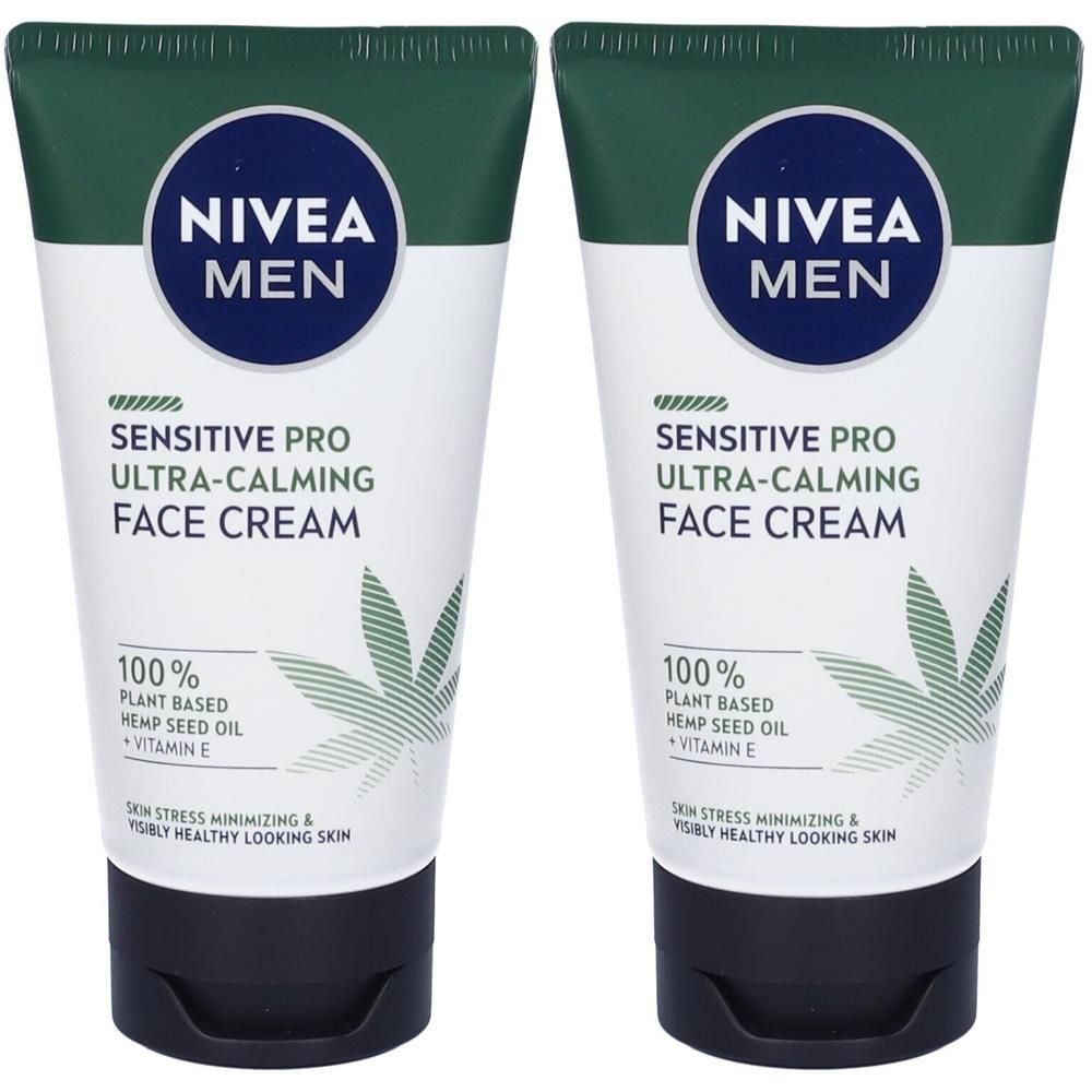 Due tubi di crema viso Nivea Men Sensitive Pro Ultra-Calming con olio di semi di canapa e vitamina E.