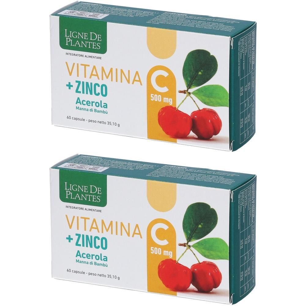 Ligne De Plantes Vitamina C 500 Mg + Zinco Acerola E Manna Di Bambu' 60 Capsule