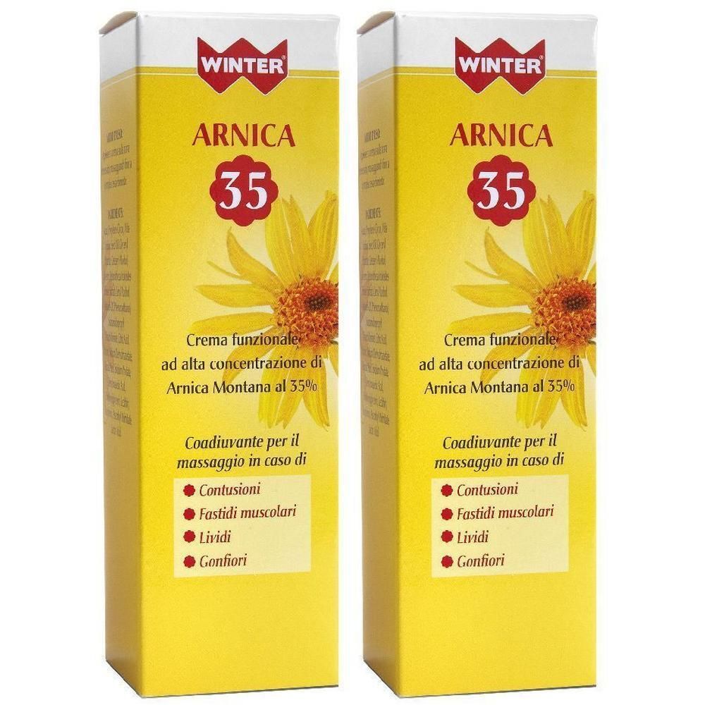 Due confezioni di crema Winter Arnica 35 con fiore di arnica.