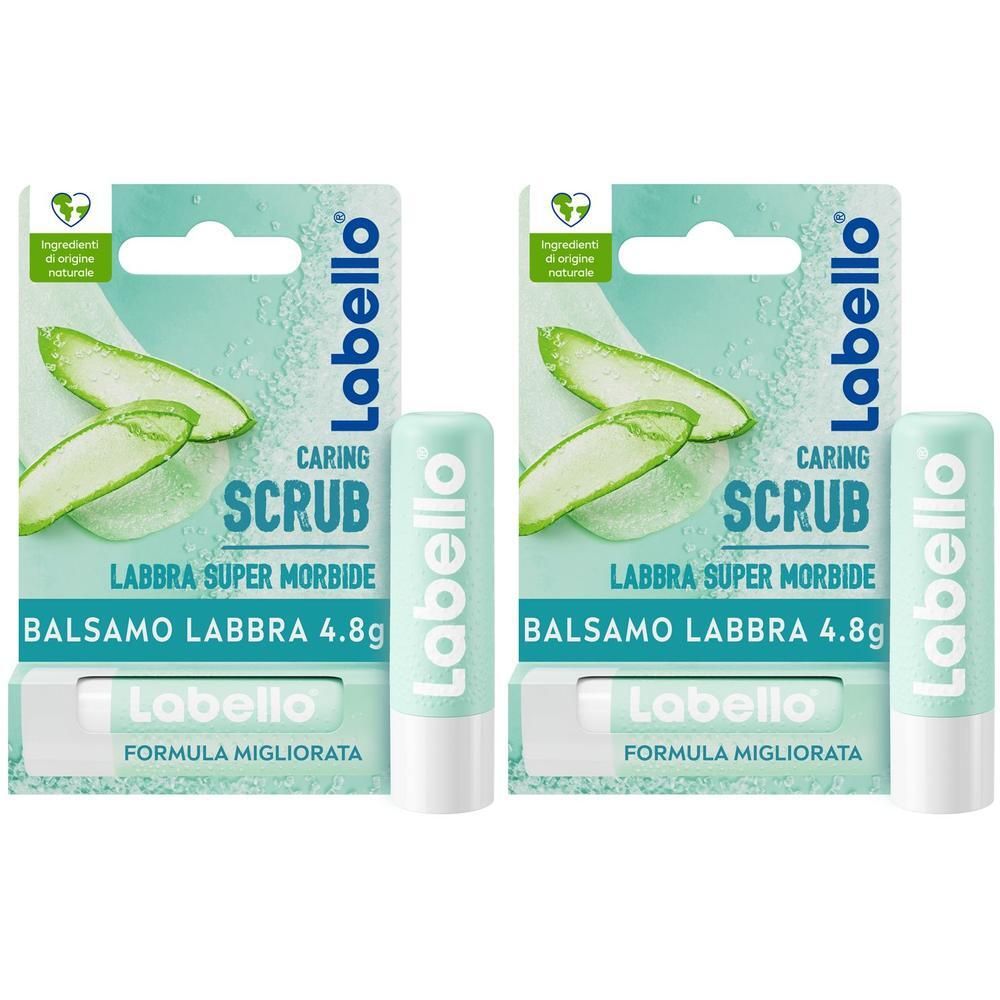 Labello Scrub Idratante Aloe Vera 4.8 g, Balsamo labbra scrub con particelle esfolianti e Aloe Vera