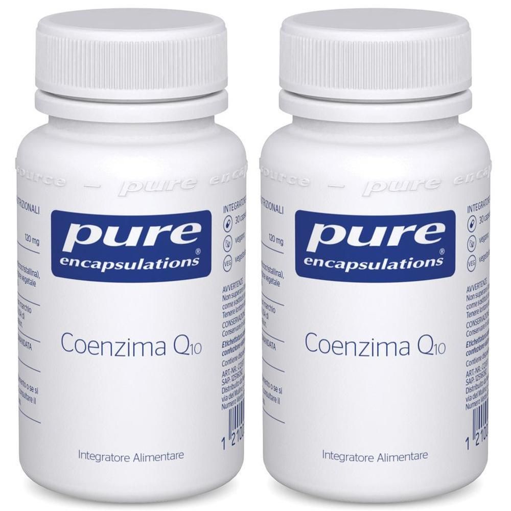 Due flaconi di Pure Encapsulations Coenzima Q10, integratore alimentare.