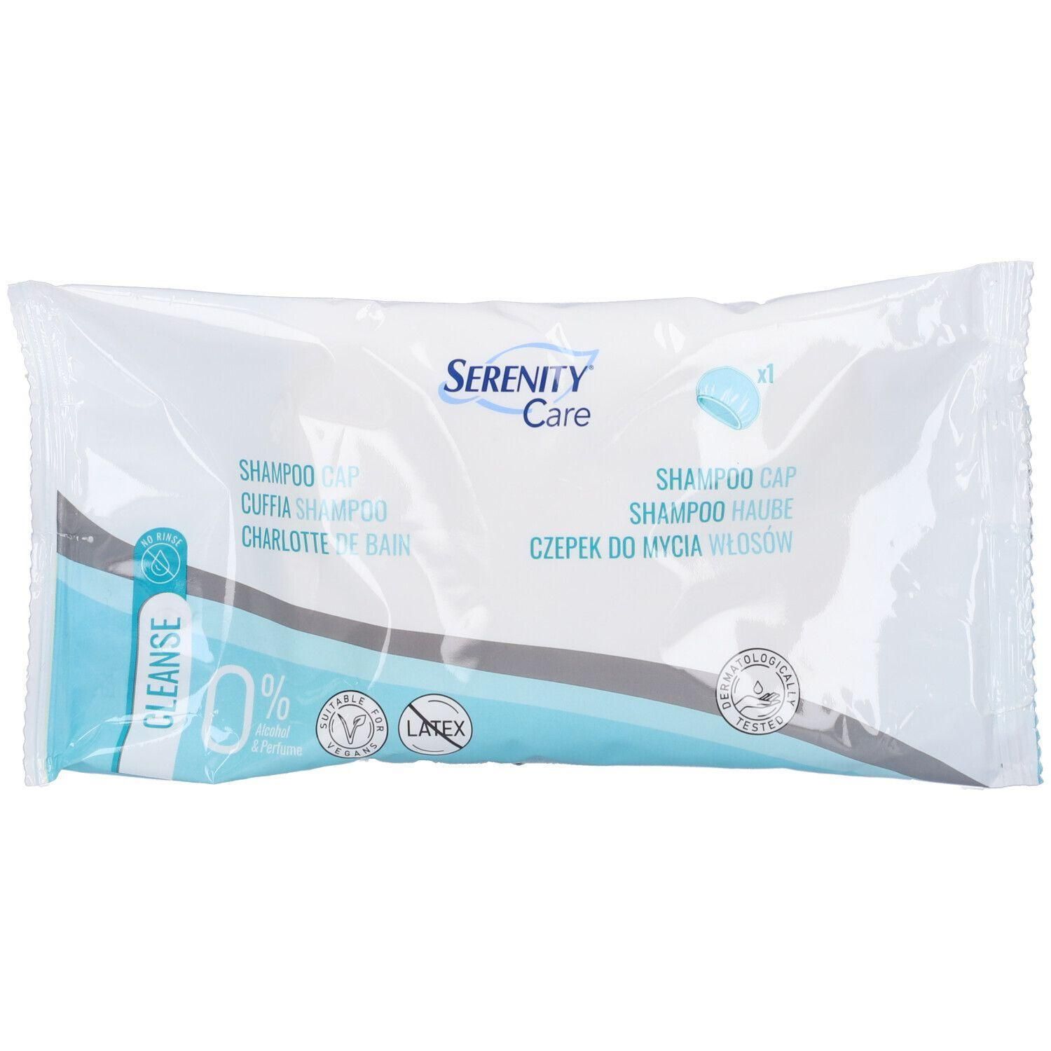 Confezione di cuffia per shampoo Serenity Care, senza lattice e biodegradabile.