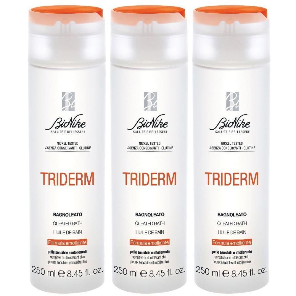 Tre flaconi BioNike Triderm Oleated Bath, 250 ml.