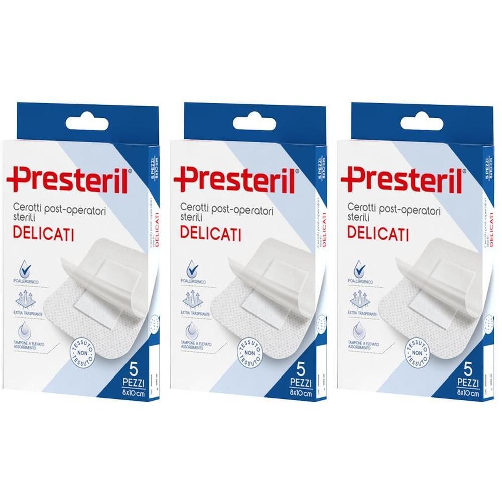 PRESTERIL Cerotti post operatori delicati 8x10 cm