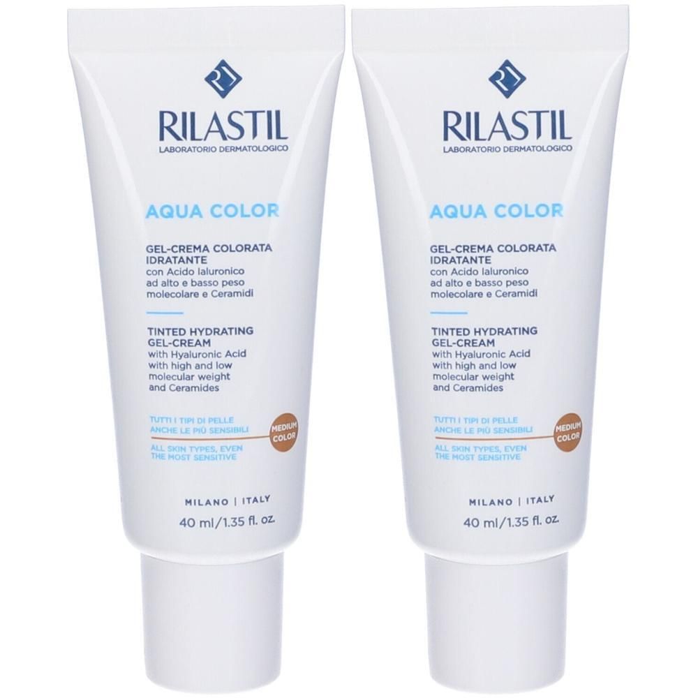 Due tubi Rilastil Aqua Colorata Gel Crema Medium, 40ml.