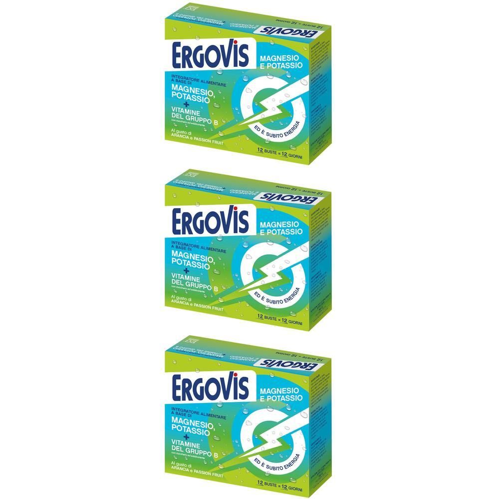 Tre confezioni di Ergovis Magnesio e Potassio con Vitamine del Gruppo B.
