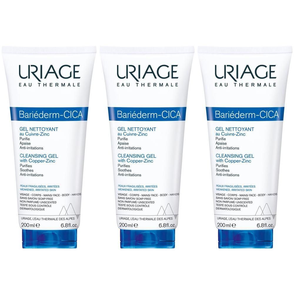 URIAGE BARIEDERM-CICA Gel Detergente, pelle irritata, viso e corpo,per tutta la famiglia