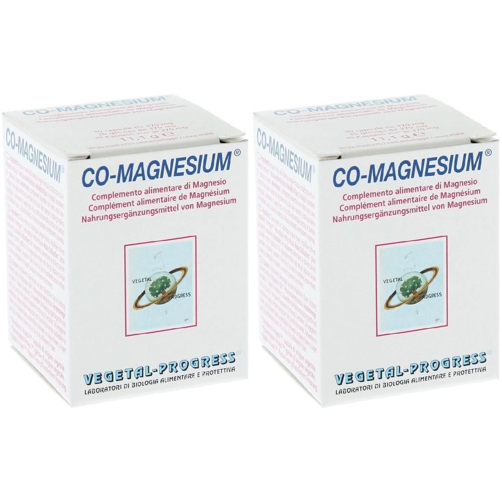 Due scatole di Co-Magnesium, integratore alimentare Vegetal-Progress.