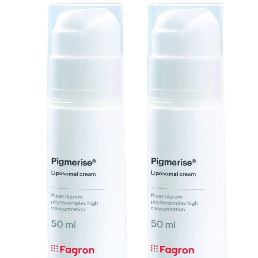 Due dispenser a pompa bianchi con crema liposomiale Pigmerise, 50 ml.