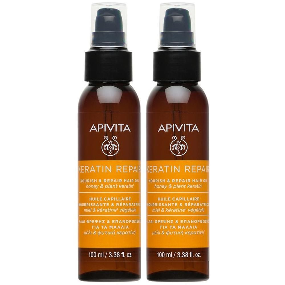 Apivita Keratin Repair Olio Termoprotettore e Riparatoratore, capelli danneggiati, anti-crespo