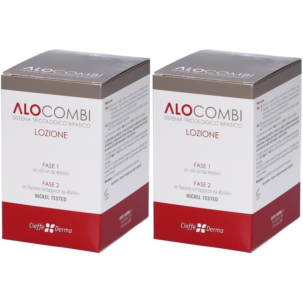 Due confezioni di Alocombi Lozione, sistema tricologico bifasico.