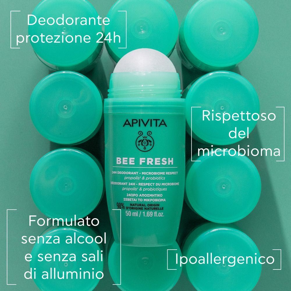 Apivita Deodorante Bee Fresh 24h Roll-On senza alluminio e alcool per pelle sensibile