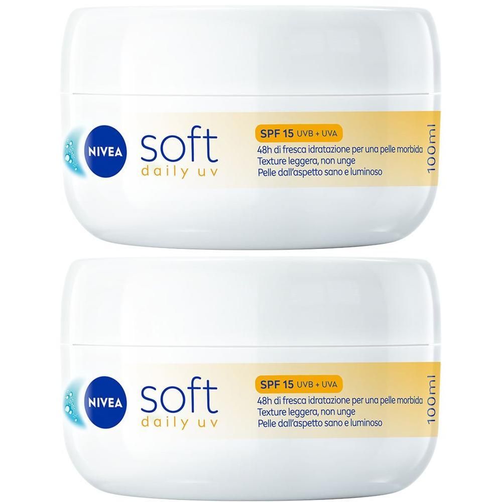 NIVEA Soft Daily UV, Crema idratante corpo, viso mani multiuso con Vitamina E e Olio di Jojoba SPF15