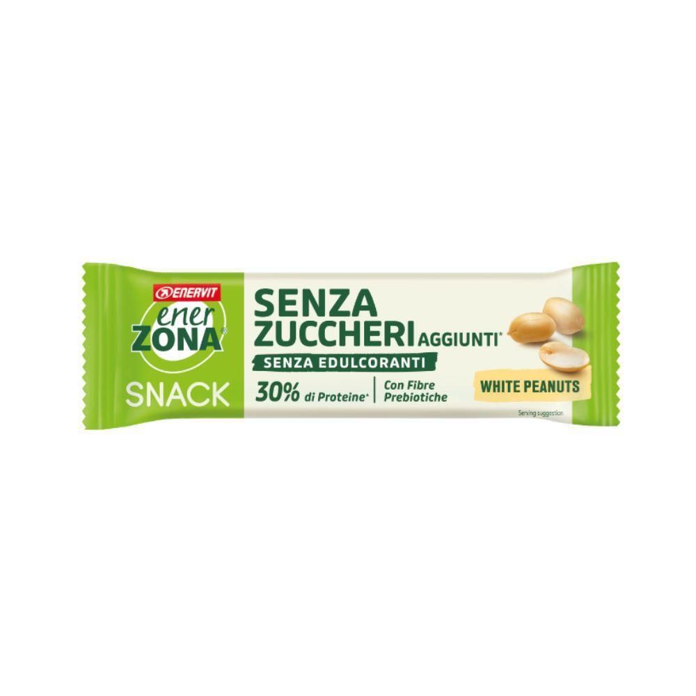 EnerZona Snack Bar con arachidi bianche, senza zuccheri aggiunti e dolcificanti.