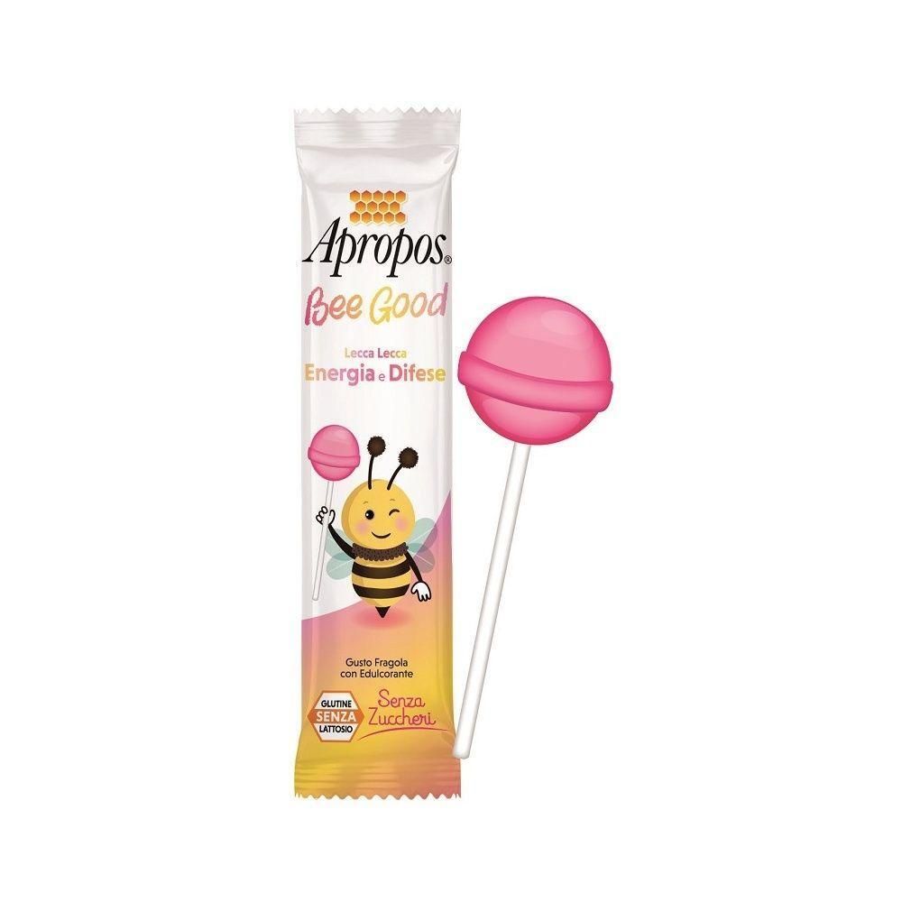 Apropos Bee Good lecca lecca gusto fragola, senza zuccheri. Include una lecca lecca e una confezione con disegno di ape.