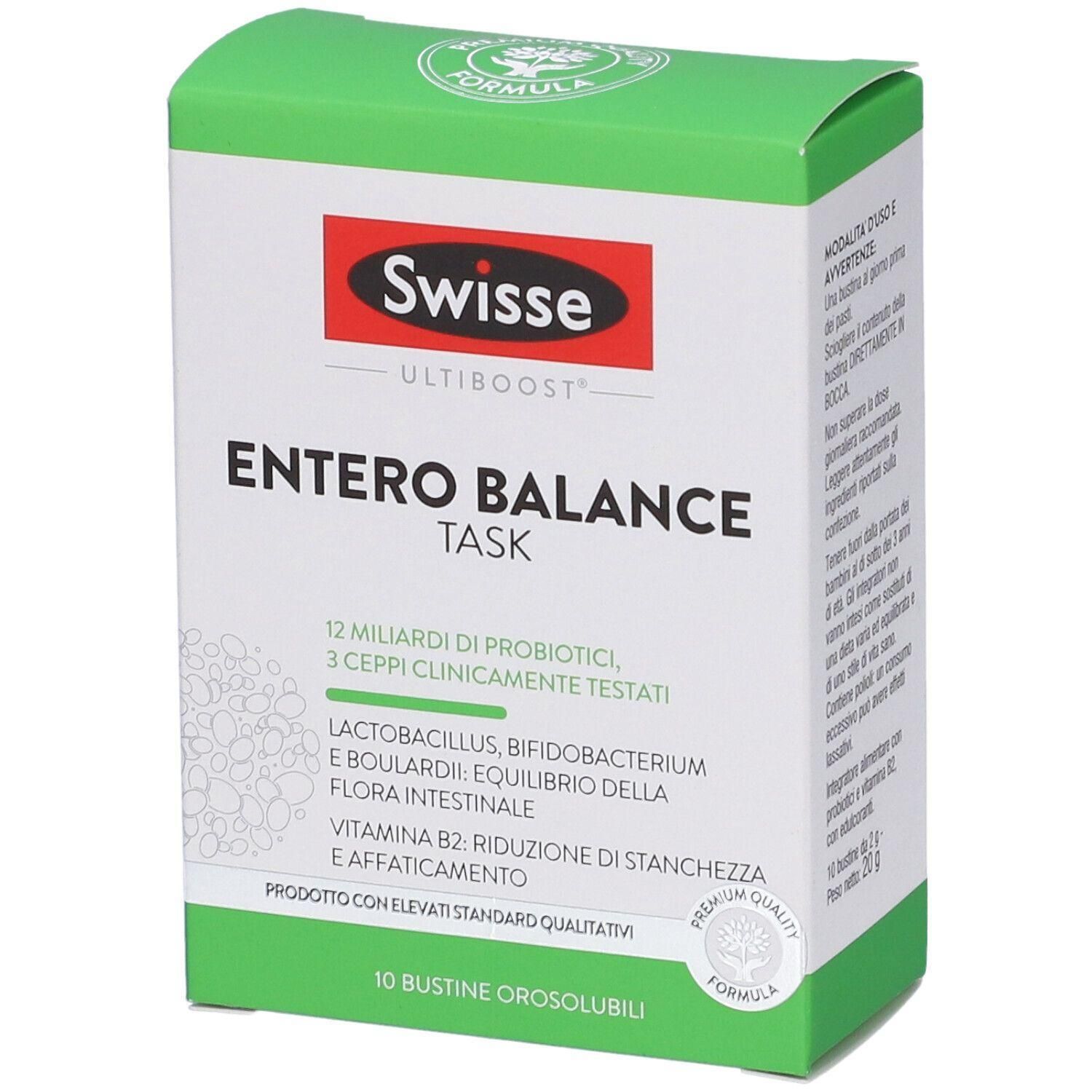 Swisse Entero Balance Task: confezione da 10 bustine, formula probiotica con Vitamina B2.